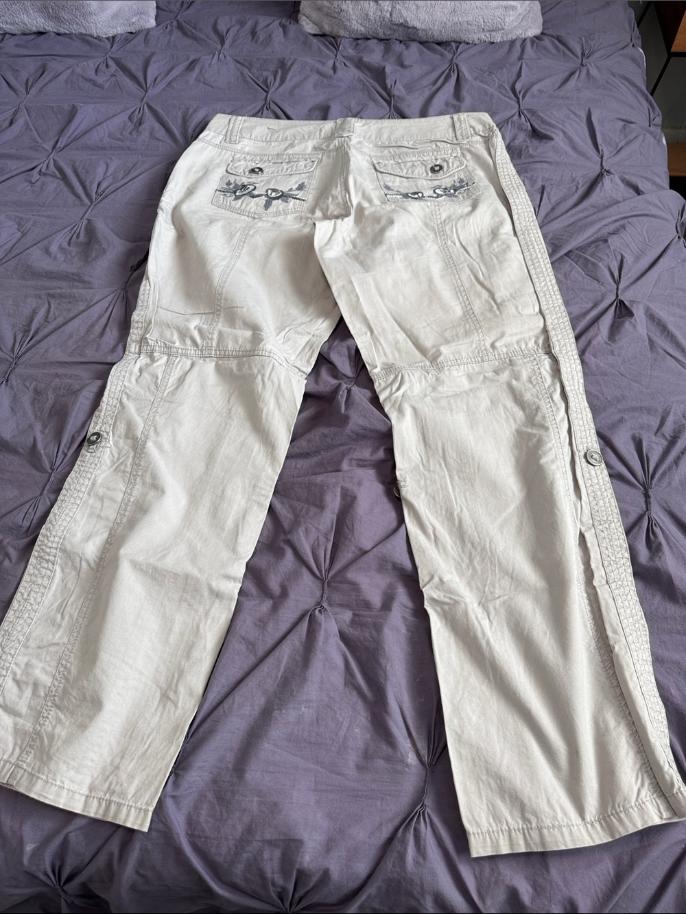 Gray Embroidered Utility Trousers